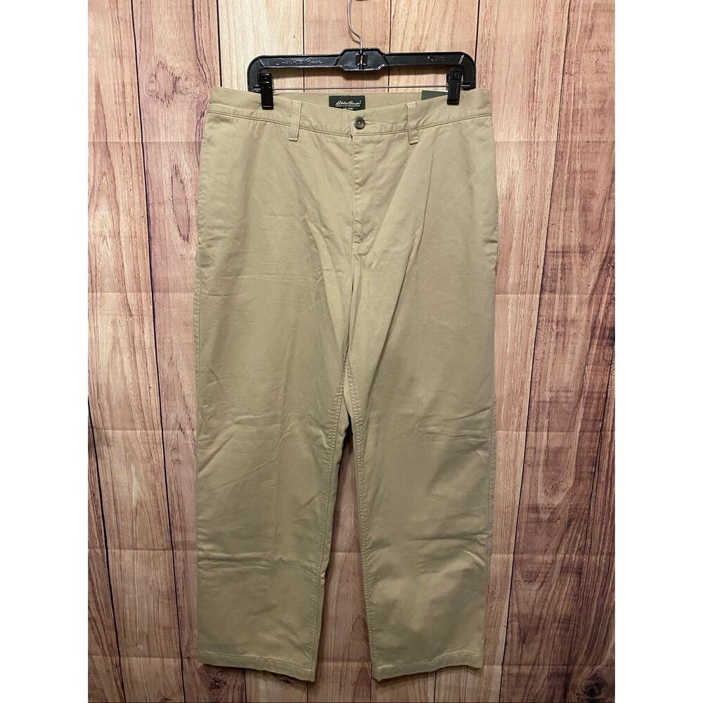 Eddie Bauer 34x30 NWT men’s classic fit flannel lined khaki pants bottoms tan